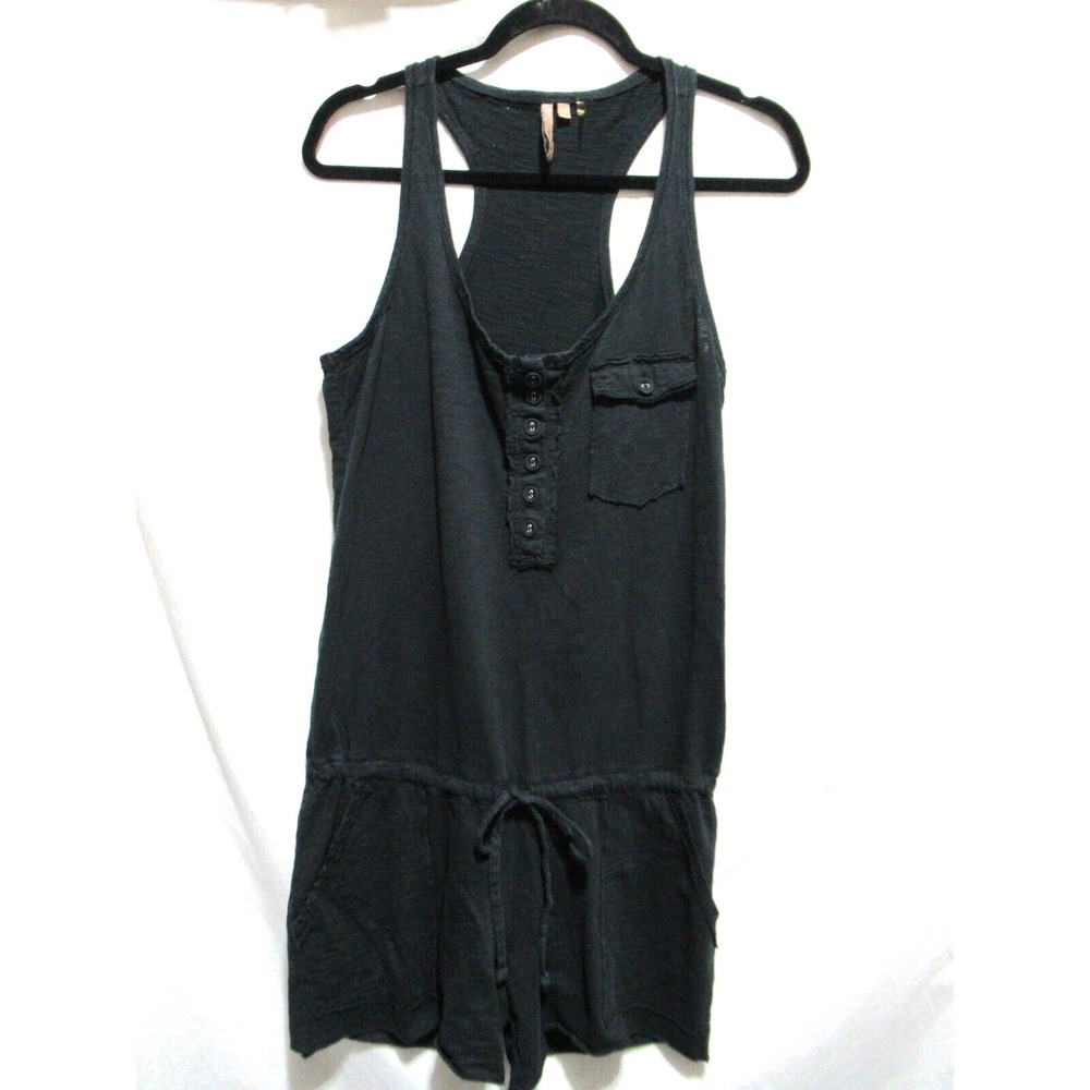 Michael Stars Size 0 Black Cotton Knit‎ Sleeveless Racerback Shorts Romper